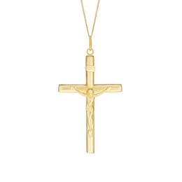 9ct Yellow Gold 20" Large Crucifix Pendant