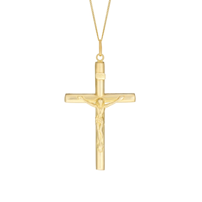 9ct Yellow Gold 20 Inch Large Crucifix Pendant