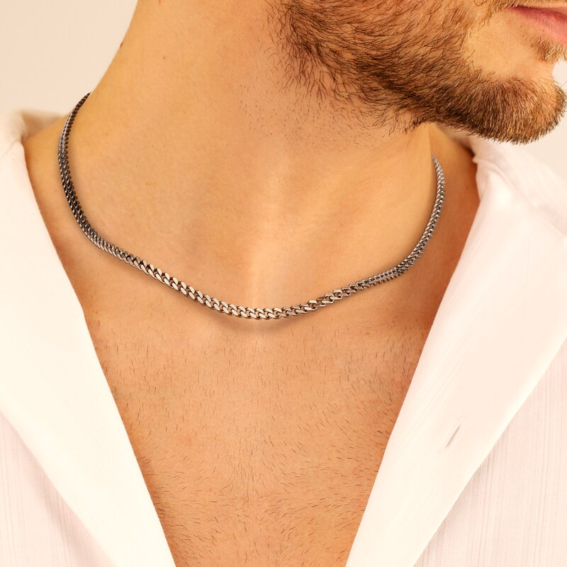 Main Image 4 of Sterling Silver 18" Curb 3mm Chain Necklace