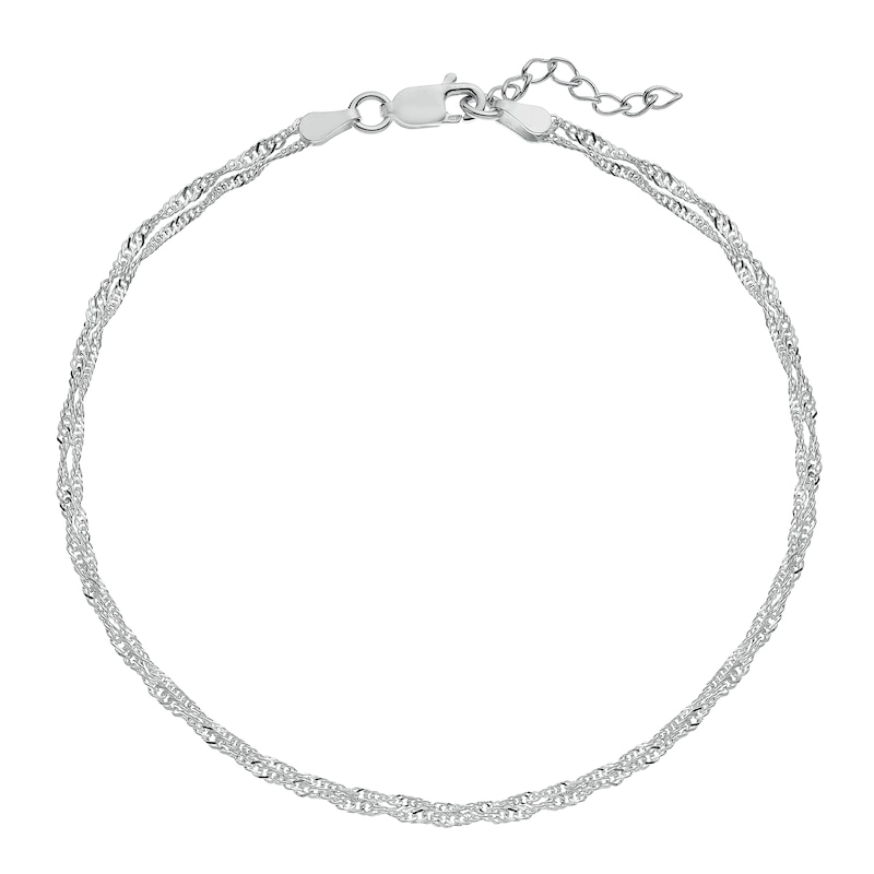 Main Image 1 of Sterling Silver Twisted Double Chain Anklet