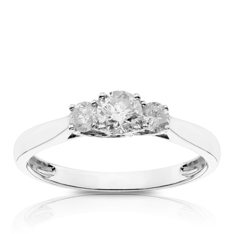 Main Image 1 of 9ct White Gold 0.50ct Diamond Three Stone Ring