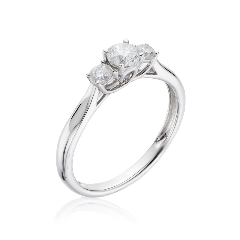 Main Image 2 of 9ct White Gold 0.50ct Diamond Three Stone Ring