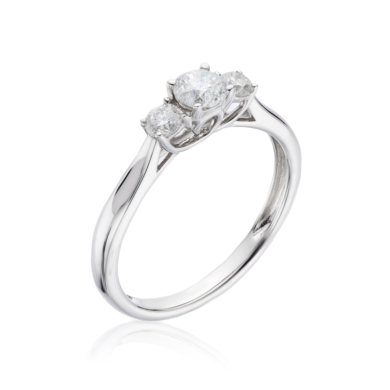 9ct White Gold 0.50ct Diamond Three Stone Ring