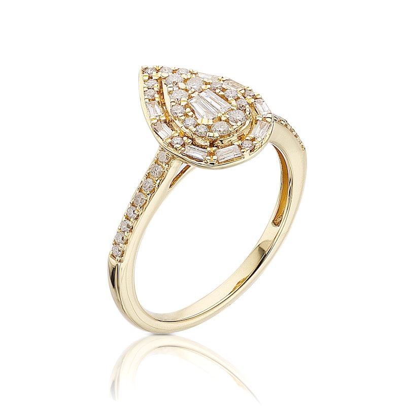 9ct Yellow Gold 0.40ct Diamond Cluster Pear Shaped Ring