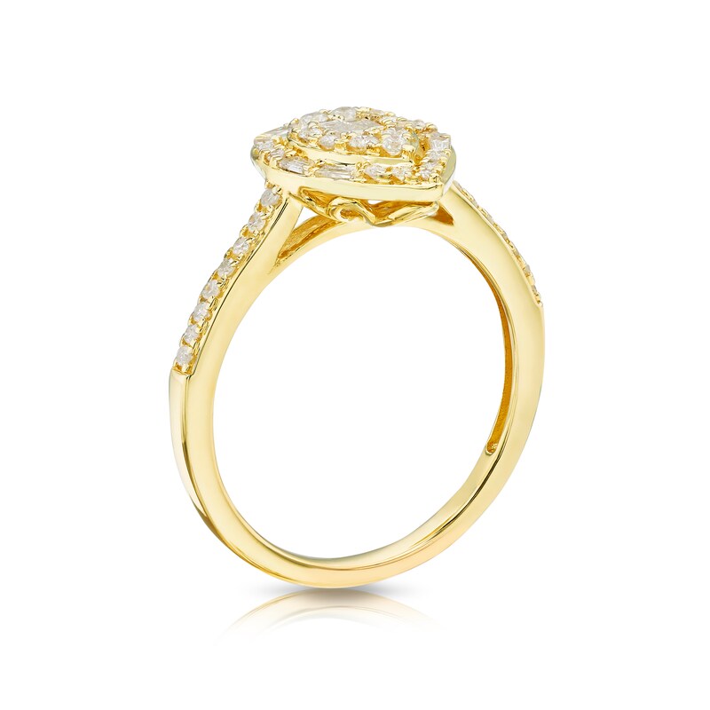 9ct Yellow Gold 0.40ct Diamond Cluster Pear Shaped Ring