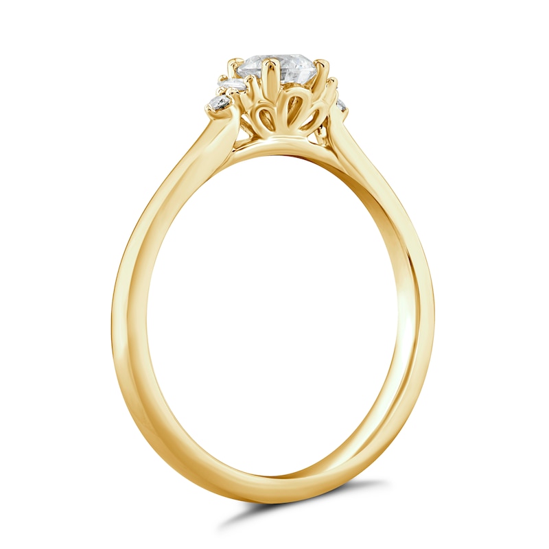 Main Image 3 of 9ct Yellow Gold 0.50ct Diamond Solitaire Baguette Shoulders Ring