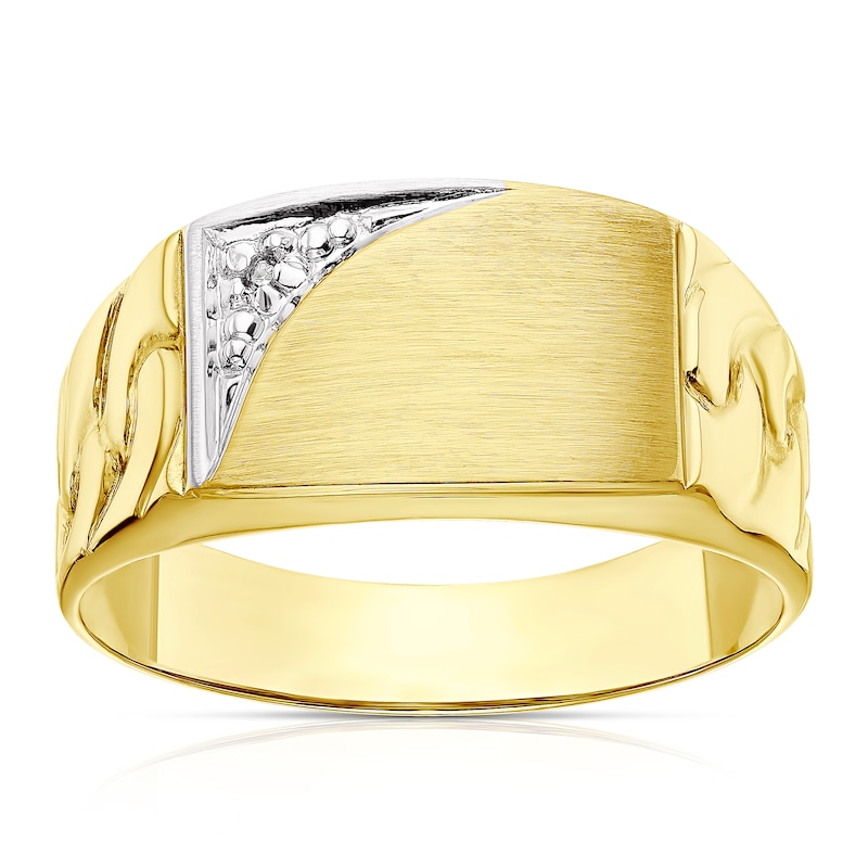 Main Image 1 of 9ct Yellow Gold Diamond Signet Ring