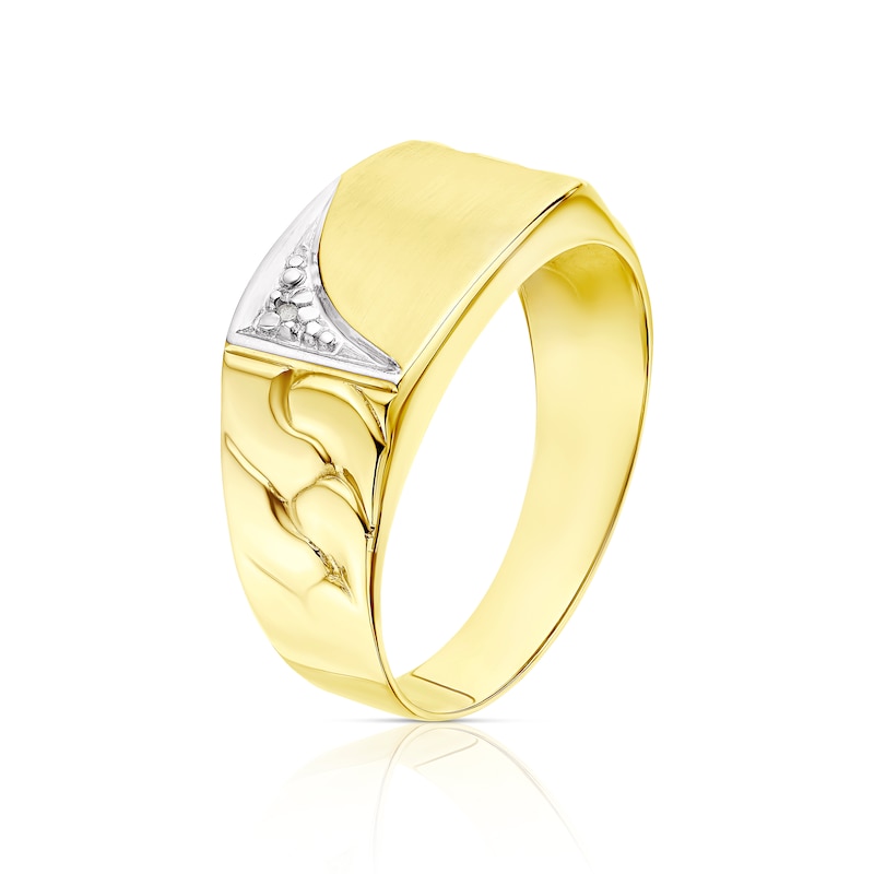 Main Image 2 of 9ct Yellow Gold Diamond Signet Ring