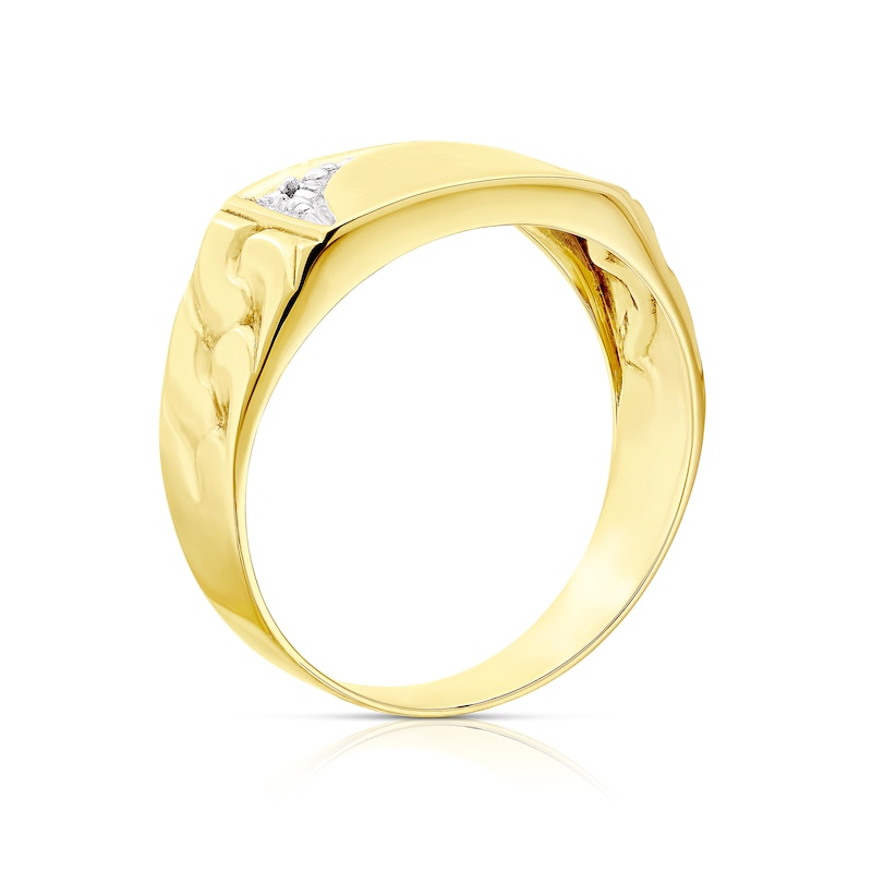 Main Image 3 of 9ct Yellow Gold Diamond Signet Ring