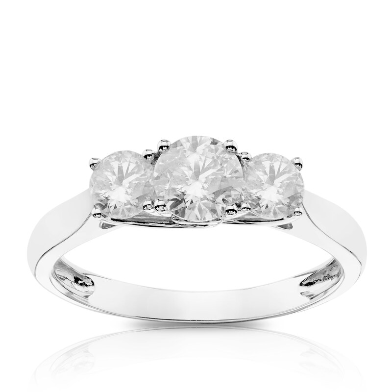 9ct White Gold 1ct Diamond Three Stone Ring