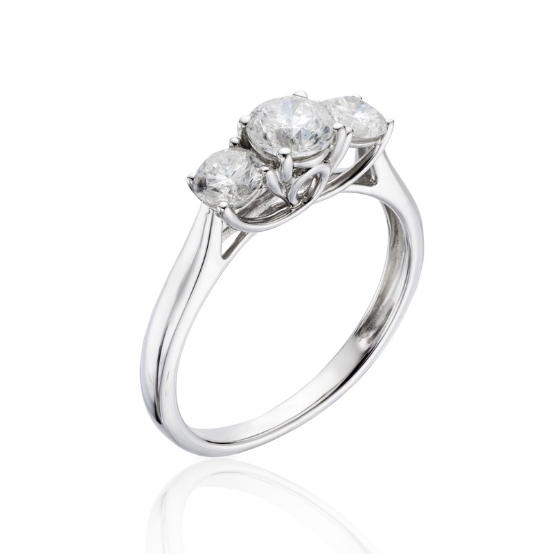 9ct White Gold 1ct Diamond Three Stone Ring