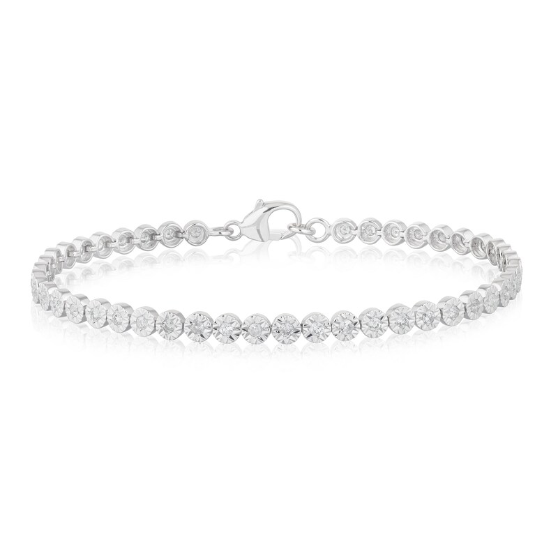 Main Image 1 of 9ct White Gold 1ct Diamond Tennis Bracelet