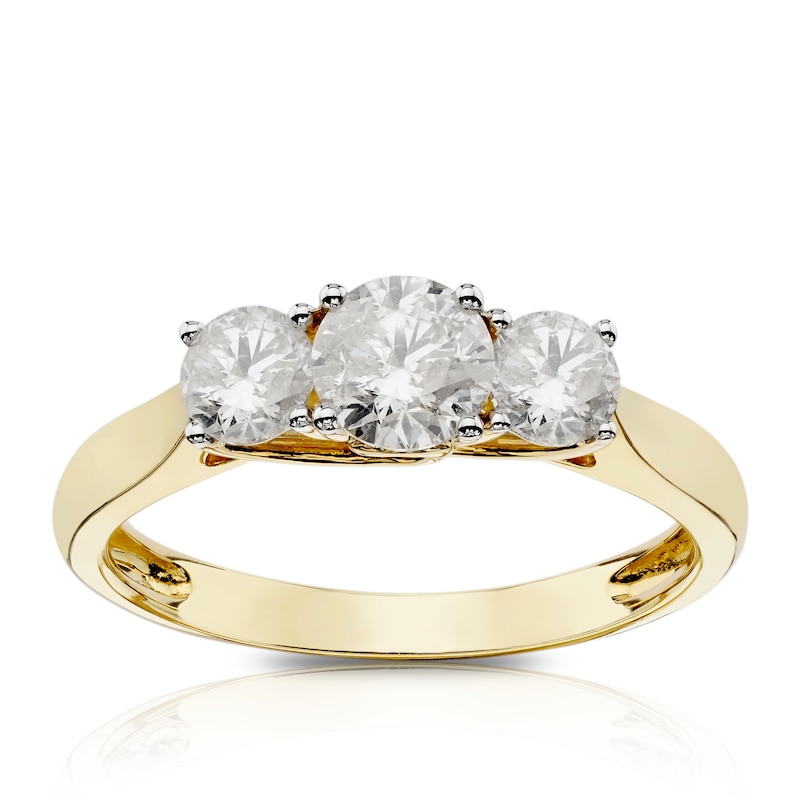 Main Image 1 of 9ct Yellow Gold 1ct Diamond Three Stone Ring