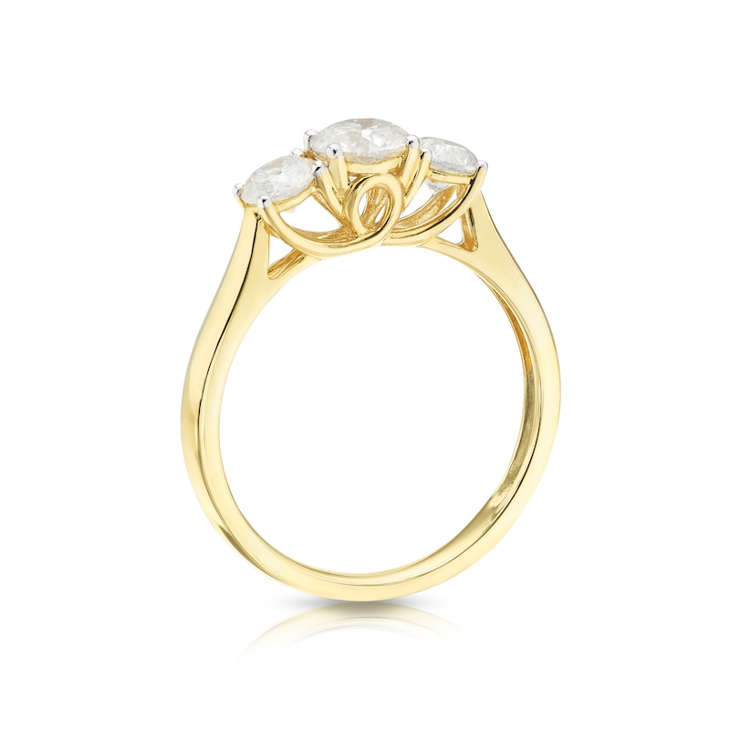 Main Image 3 of 9ct Yellow Gold 1ct Diamond Three Stone Ring