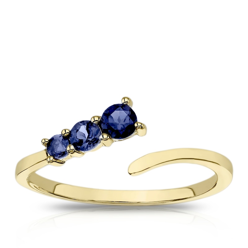 9ct Yellow Gold Iolite Crossover Pinky Ring