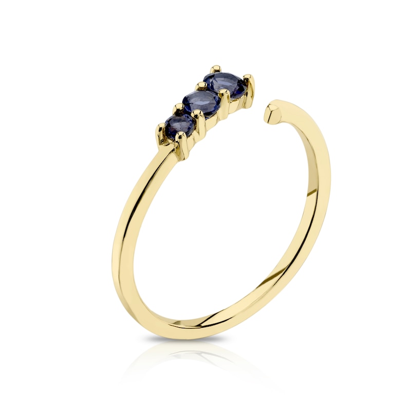 9ct Yellow Gold Iolite Crossover Pinky Ring