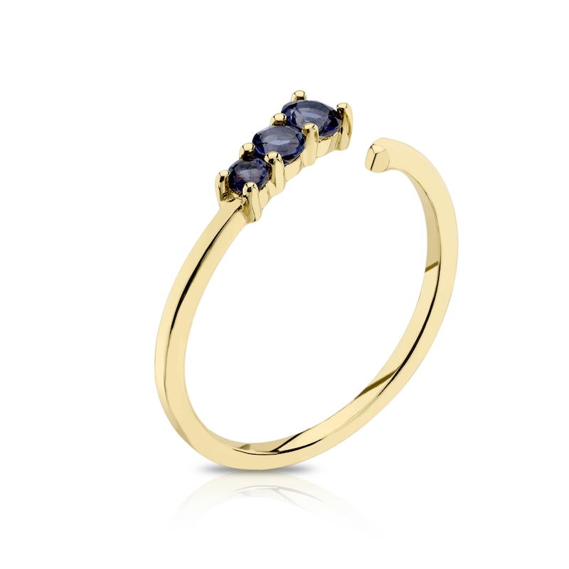Main Image 2 of 9ct Yellow Gold Iolite Crossover Pinky Ring