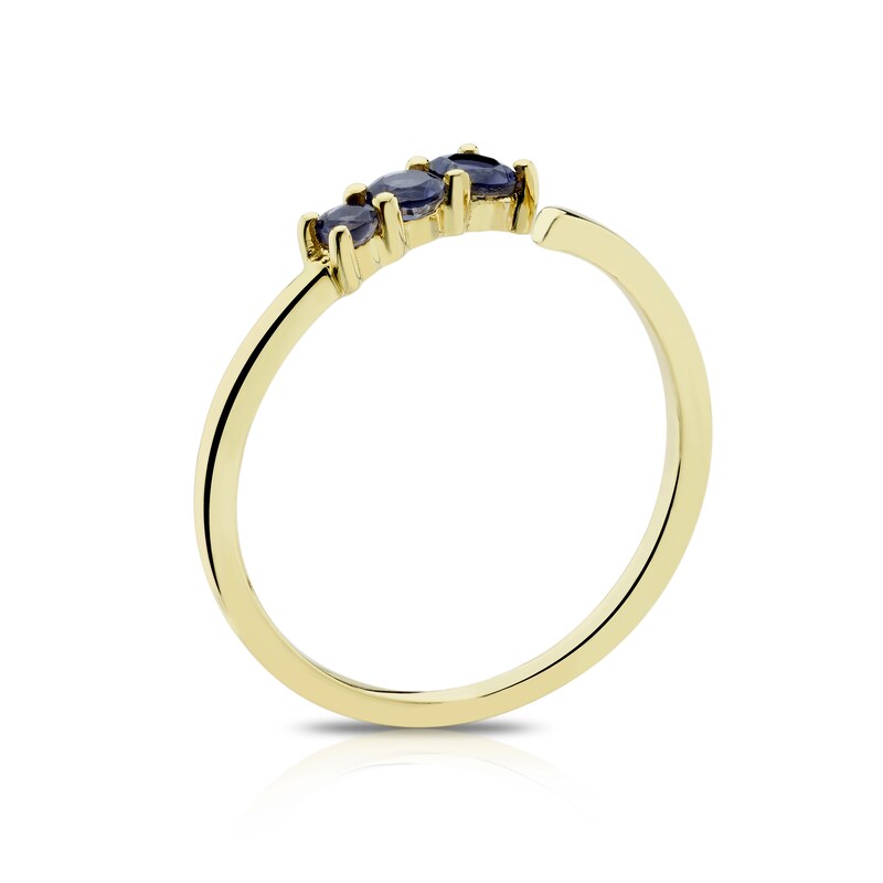 Main Image 3 of 9ct Yellow Gold Iolite Crossover Pinky Ring