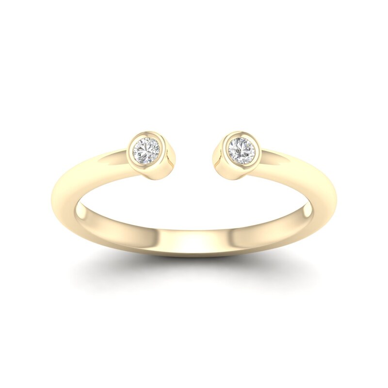 Sterling Silver & 18ct Gold Plated Vermeil 0.05ct Diamond Bezel Open Eternity Ring
