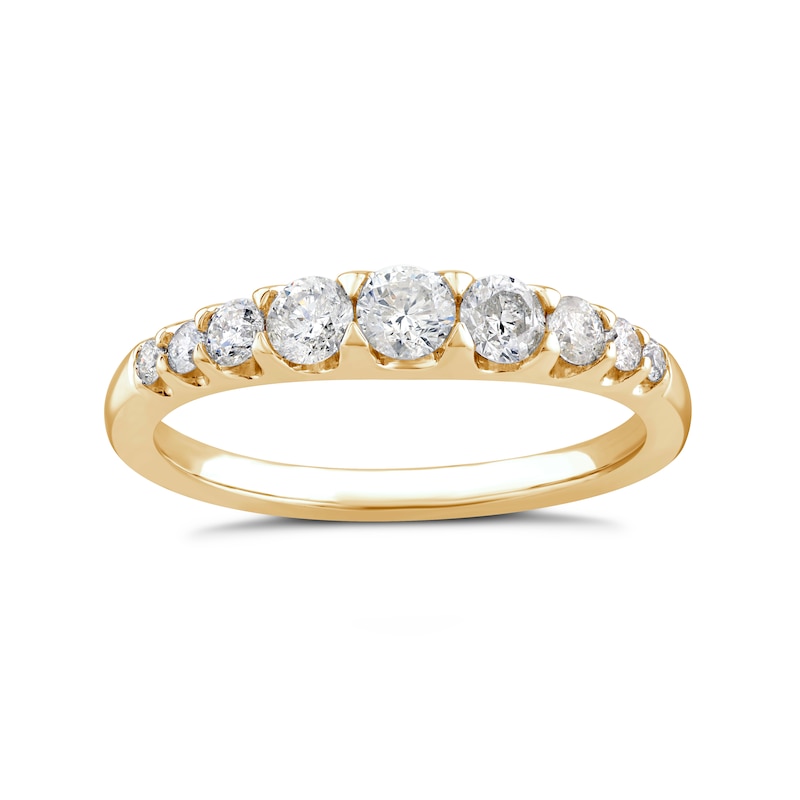 Main Image 1 of 9ct Yellow Gold 0.50ct Diamond Graduated Eternity Ring