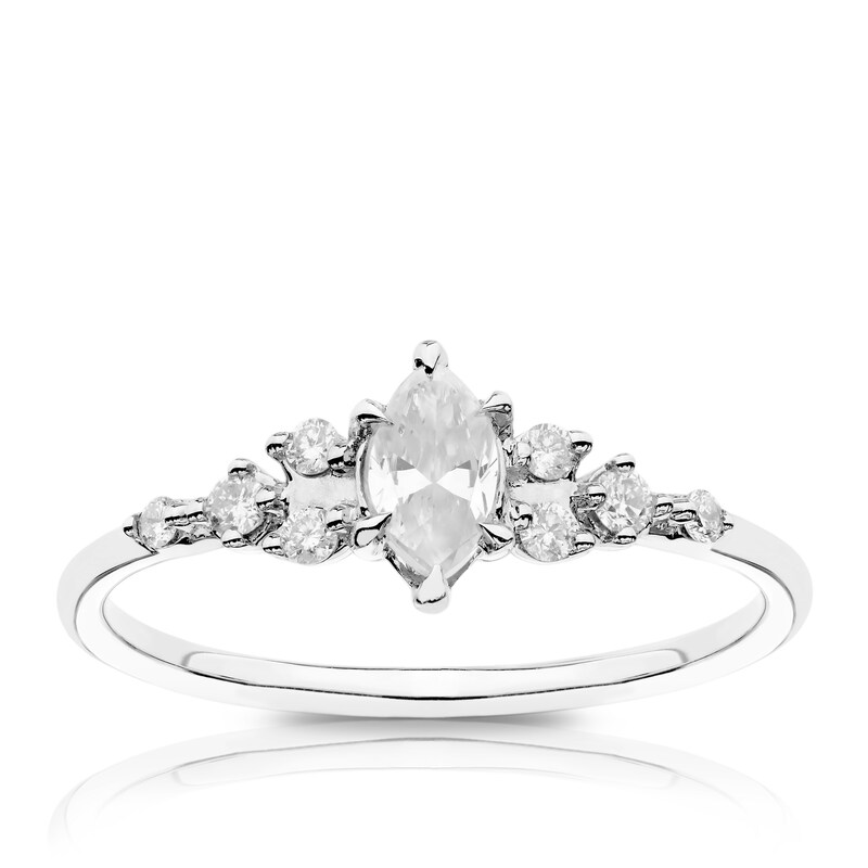 9ct White Gold 0.40ct Diamond Marquise Solitaire Ring