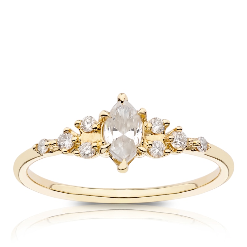 Main Image 1 of 9ct Yellow Gold 0.40ct Diamond Marquise Solitaire Ring