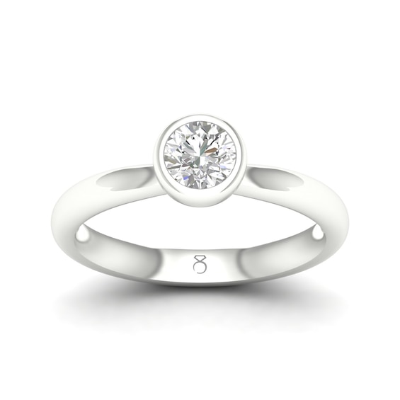 Engagement Ring The Diamond Story 18ct White Gold Rub Over Solitaire 0.50ct Diamond Ring