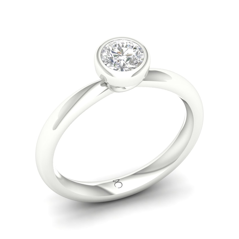 The Diamond Story 18ct White Gold Rub Over Solitaire 0.50ct Diamond Ring