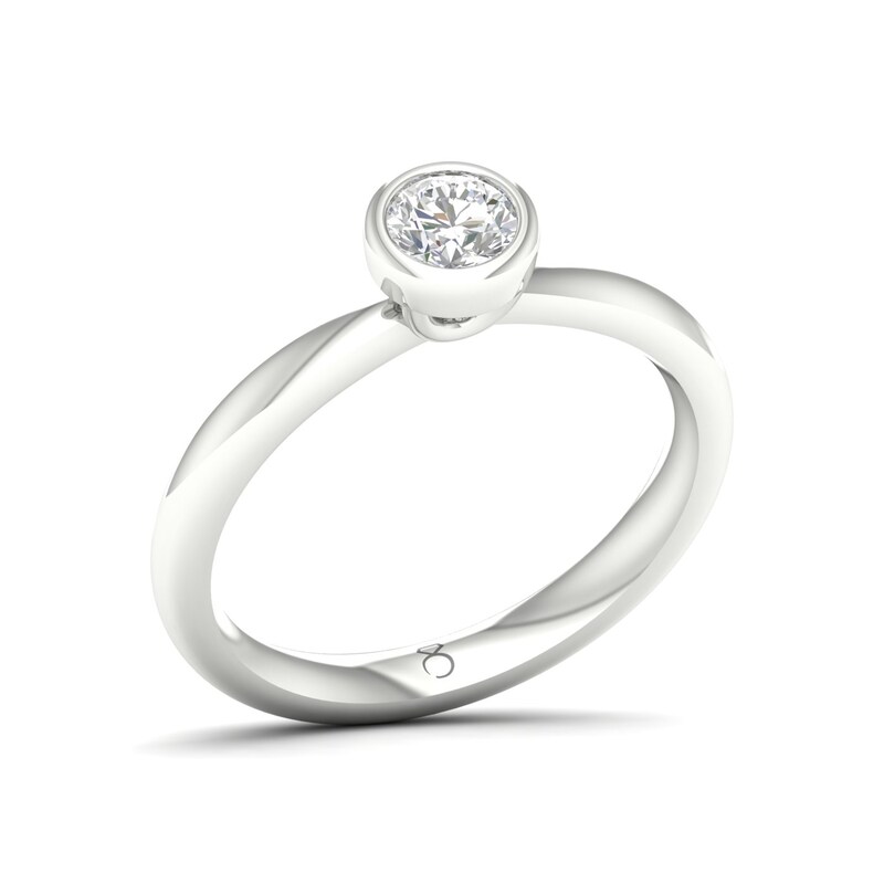 Main Image 2 of The Diamond Story 18ct White Gold Rub Over Solitaire 0.30ct Diamond Ring