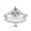 Thumbnail Image 0 of Perfect Fit 9ct White Gold Diamond Aquamarine Bridal Set