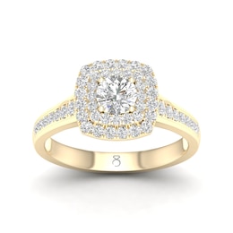 The Diamond Story 18ct Yellow Gold Double Halo 0.50ct Total Diamond Ring