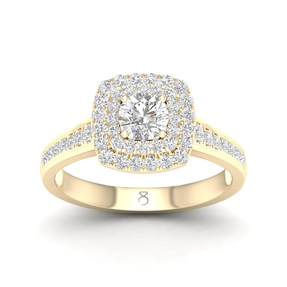 Engagement Ring The Diamond Story 18ct Yellow Gold Double Halo 0.50ct Diamond Ring
