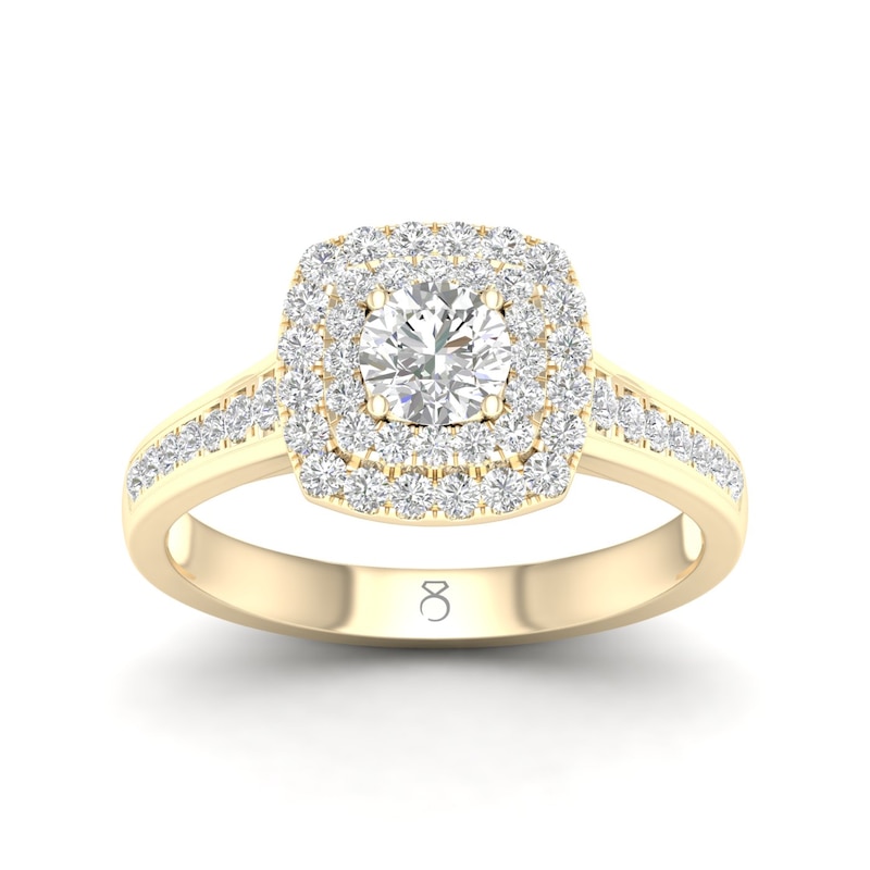 Main Image 1 of The Diamond Story 18ct Yellow Gold Double Halo 0.50ct Total Diamond Ring