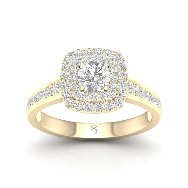 The Diamond Story 18ct Yellow Gold Double Halo 0.50ct Total Diamond Ring