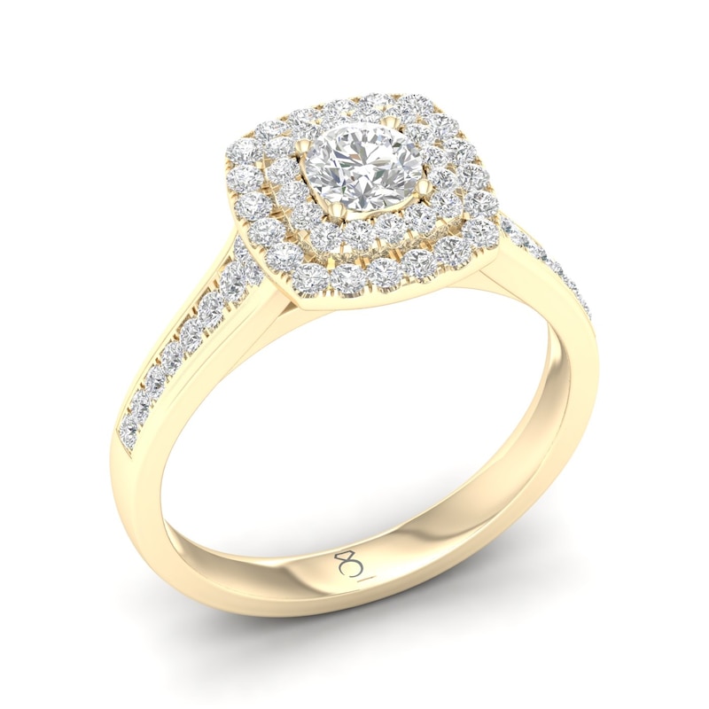 The Diamond Story 18ct Yellow Gold Double Halo 0.50ct Total Diamond Ring