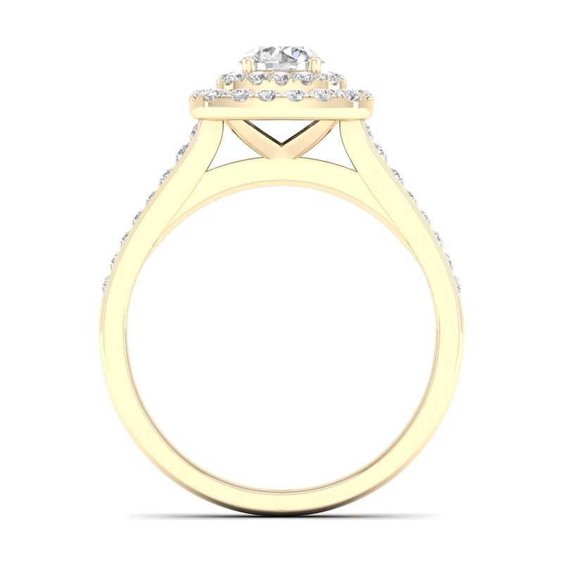 The Diamond Story 18ct Yellow Gold Double Halo 0.50ct Total Diamond Ring