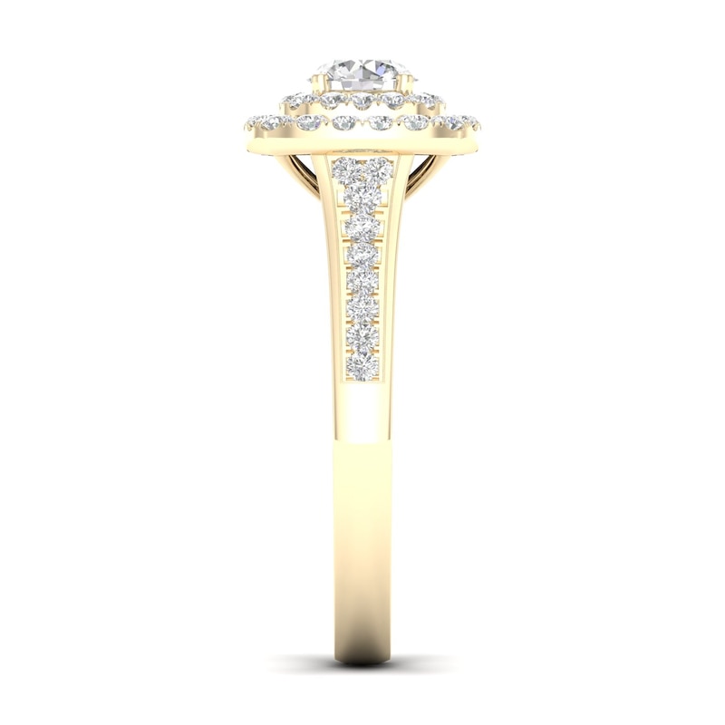Main Image 4 of The Diamond Story 18ct Yellow Gold Double Halo 0.50ct Total Diamond Ring