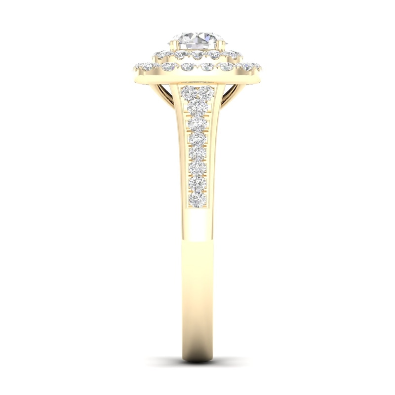 The Diamond Story 18ct Yellow Gold Double Halo 0.50ct Total Diamond Ring