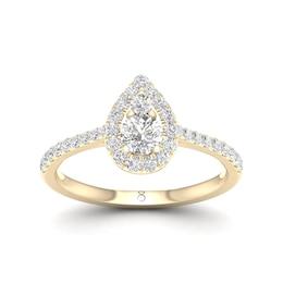 The Diamond Story 18ct Yellow Gold Pear 0.50ct Total Diamond Ring