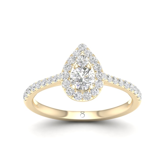 Engagement Ring The Diamond Story 18ct Yellow Gold Pear 0.50