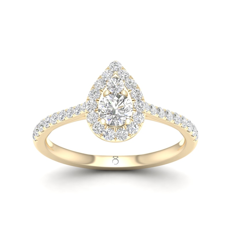 Main Image 1 of The Diamond Story 18ct Yellow Gold Pear 0.50ct Total Diamond Ring