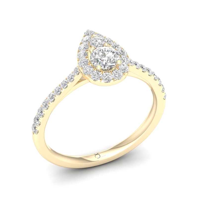 Main Image 2 of The Diamond Story 18ct Yellow Gold Pear 0.50ct Total Diamond Ring