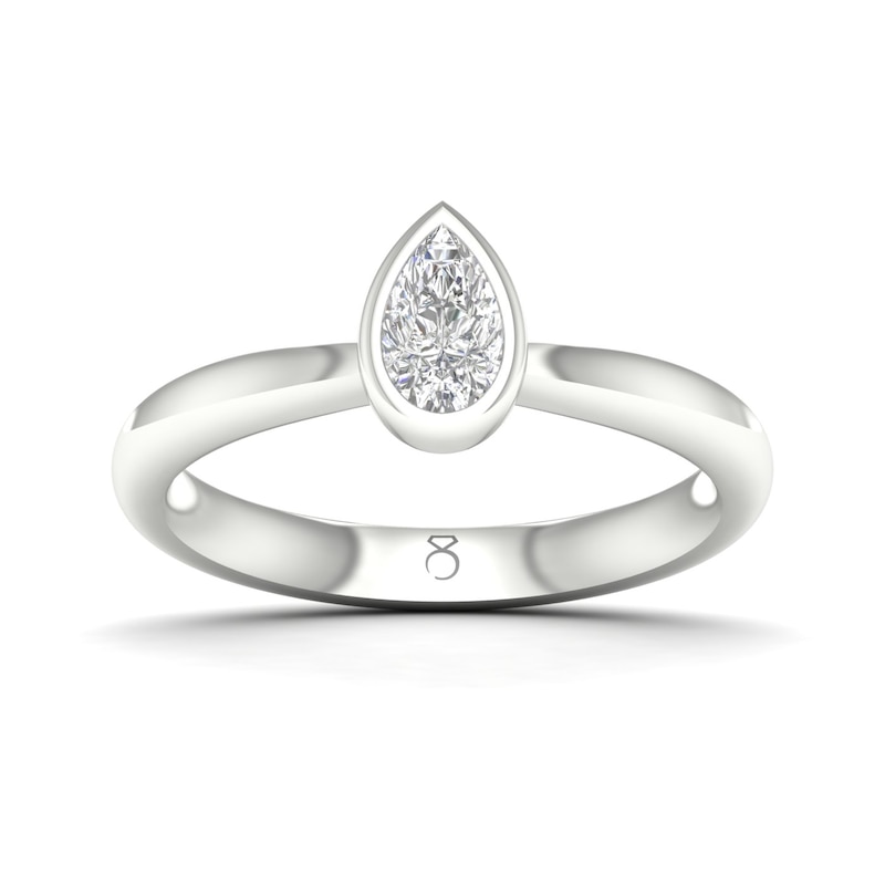 The Diamond Story 18ct White Gold Rub Over Pear Solitaire 0.30ct Diamond Ring