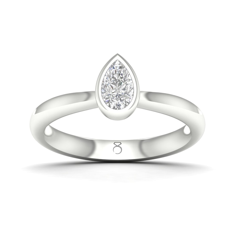 Main Image 1 of The Diamond Story 18ct White Gold Rub Over Pear Solitaire 0.30ct Diamond Ring