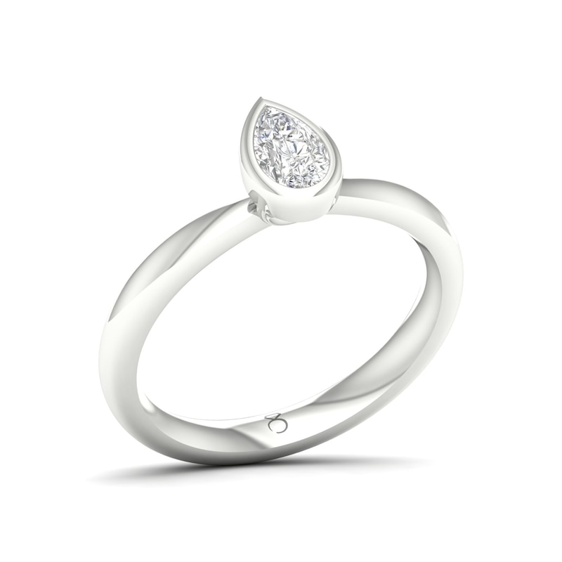 Main Image 2 of The Diamond Story 18ct White Gold Rub Over Pear Solitaire 0.30ct Diamond Ring