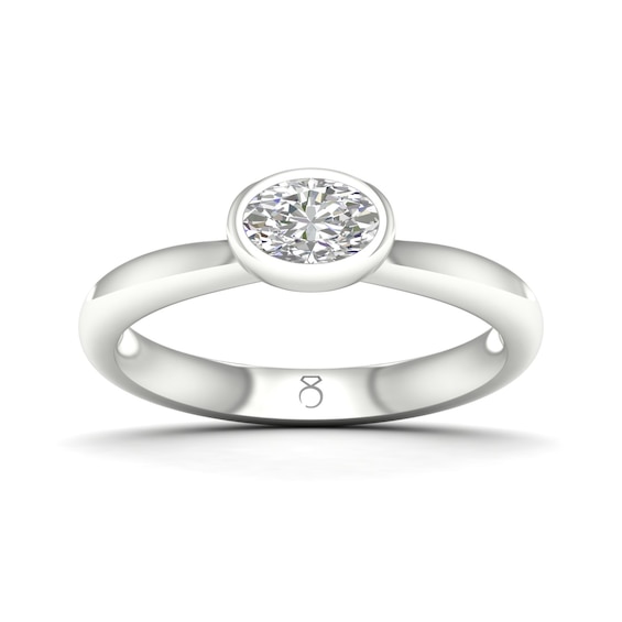 Engagement Ring The Diamond Story 18ct White Gold Rub Over Solitaire 0.37ct Diamond Ring