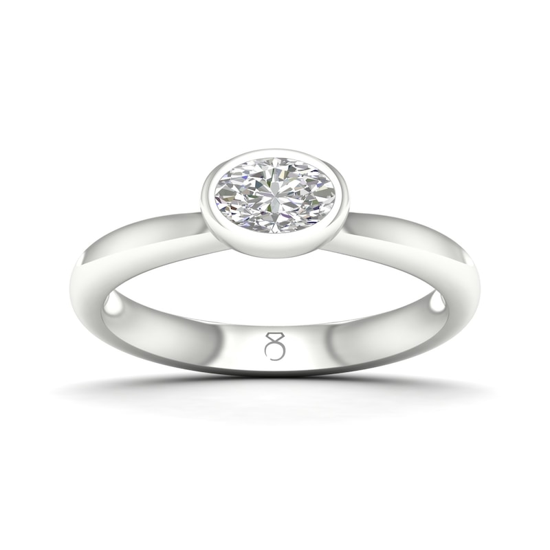 The Diamond Story 18ct White Gold Rub Over Solitaire 0.37ct Diamond Ring