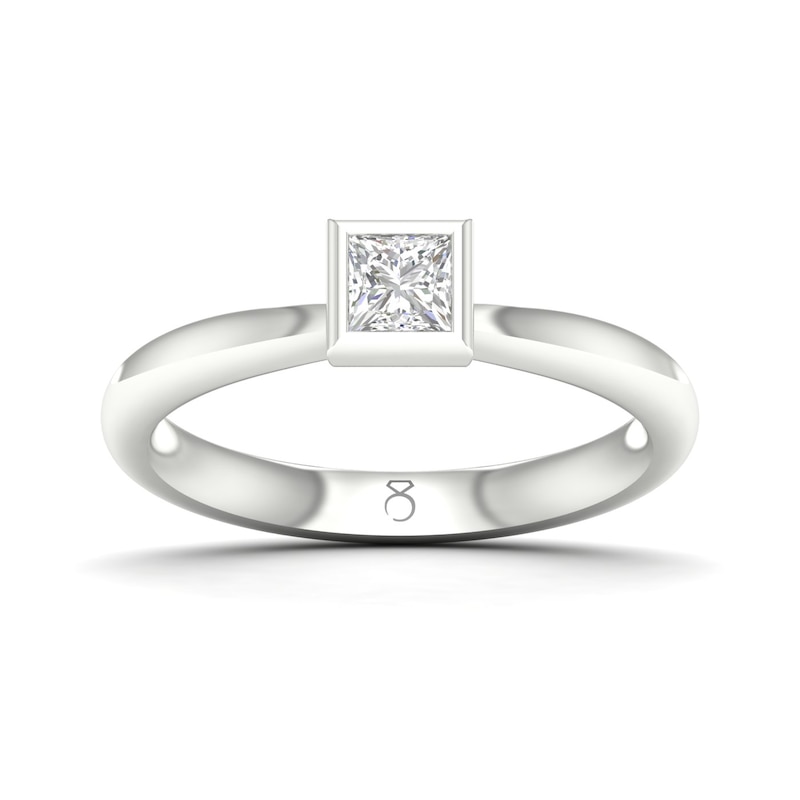 Main Image 1 of The Diamond Story 18ct White Gold Rub Over Princess Solitaire 0.30ct Diamond Ring