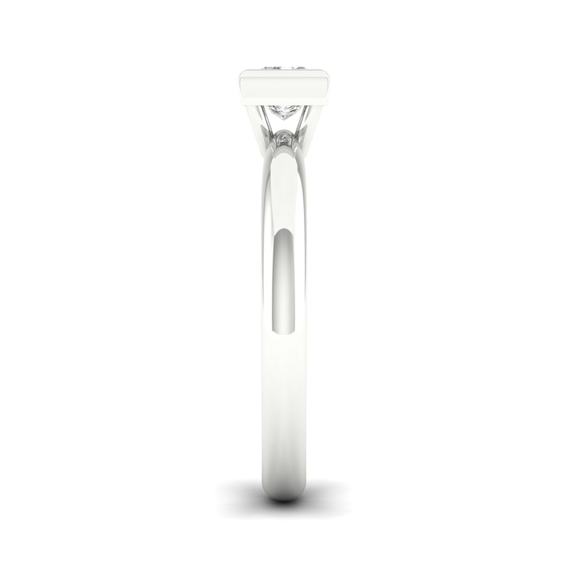 Main Image 4 of The Diamond Story 18ct White Gold Rub Over Princess Solitaire 0.30ct Diamond Ring