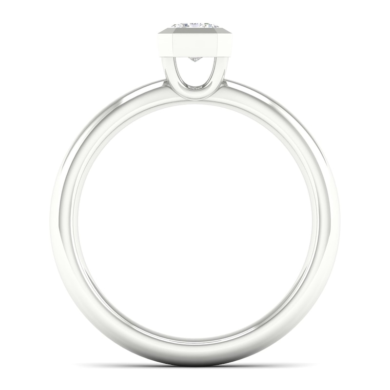 Main Image 3 of The Diamond Story 18ct White Gold Emerald Solitaire 0.37ct Diamond Ring